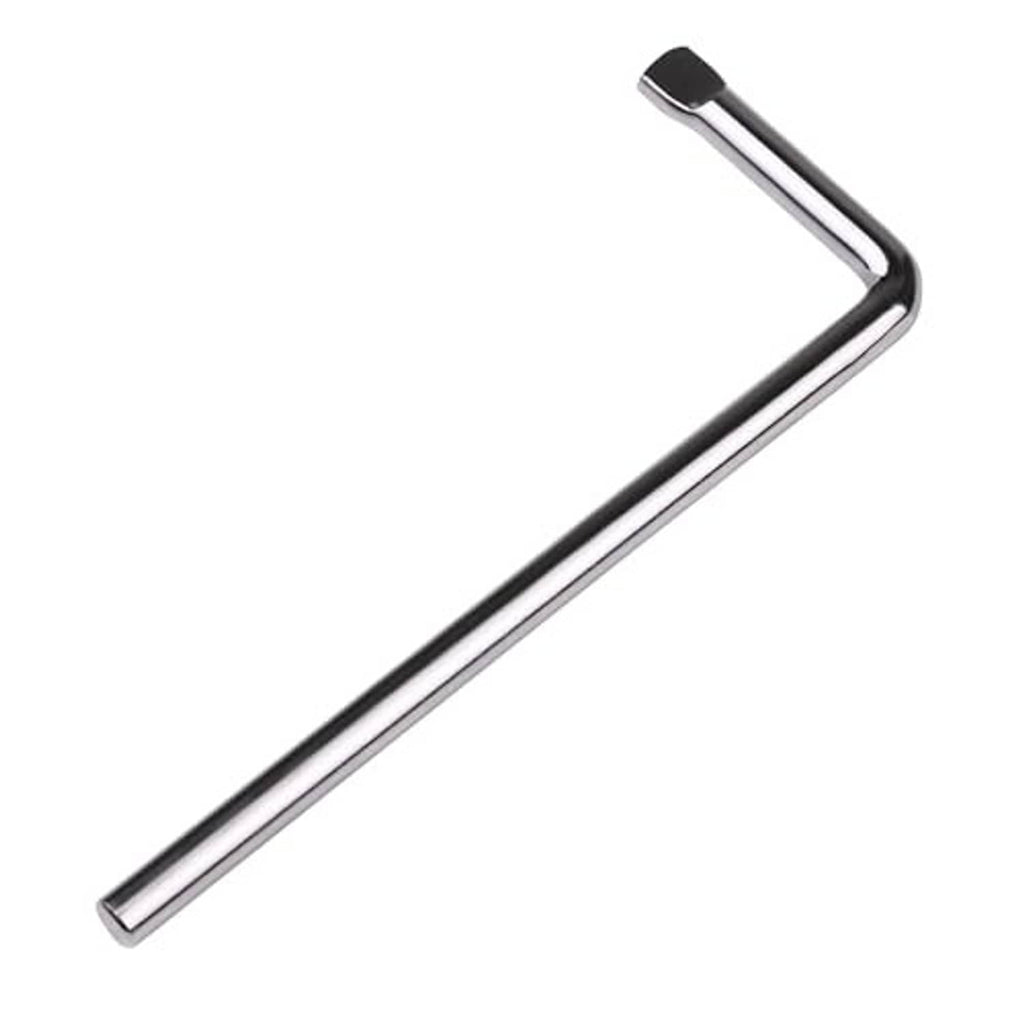 Chrome L-handle tire chain wrench with black rubber grip end