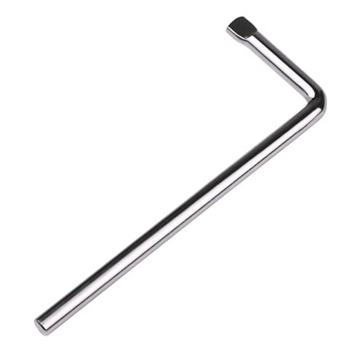 Chrome L-handle tire chain wrench with black rubber grip end