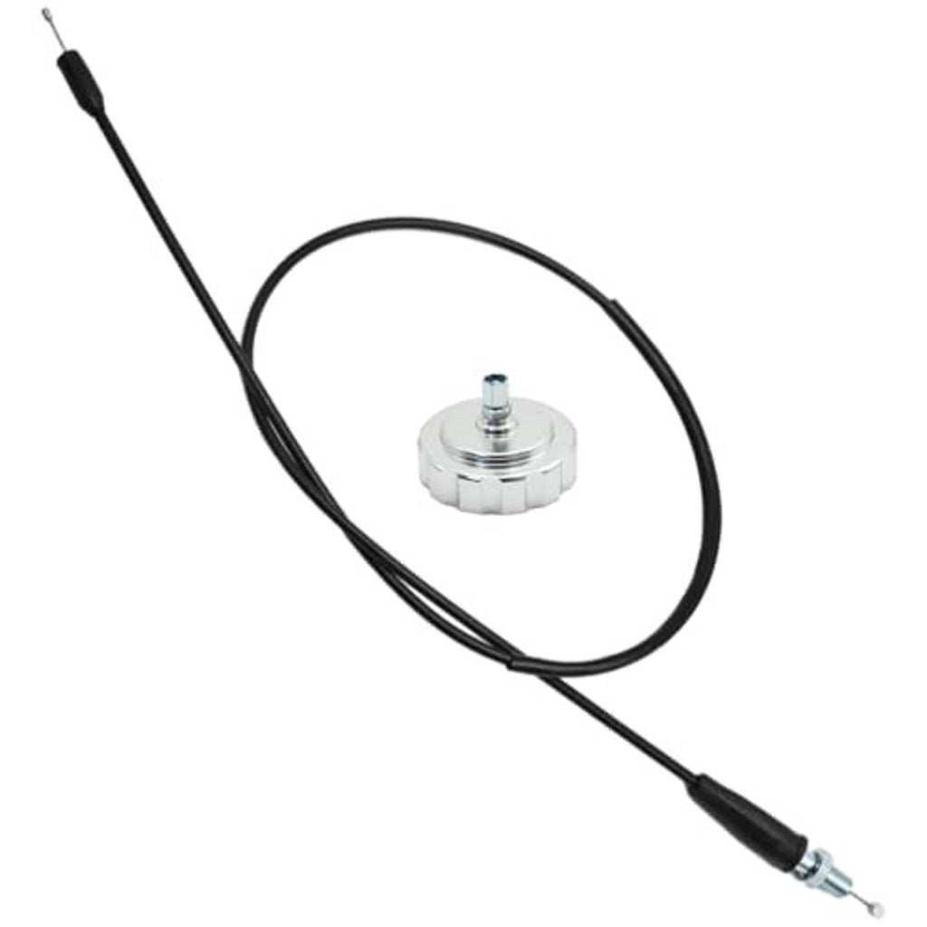 Throttle cable kit with eliminator, black cable with silver round cap and metal ends