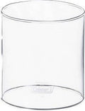 Coleman clear glass lantern replacement globe, cylindrical with rim and embossed logo