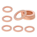Copper oil drain plug gasket washers, round rings with center holes in a set