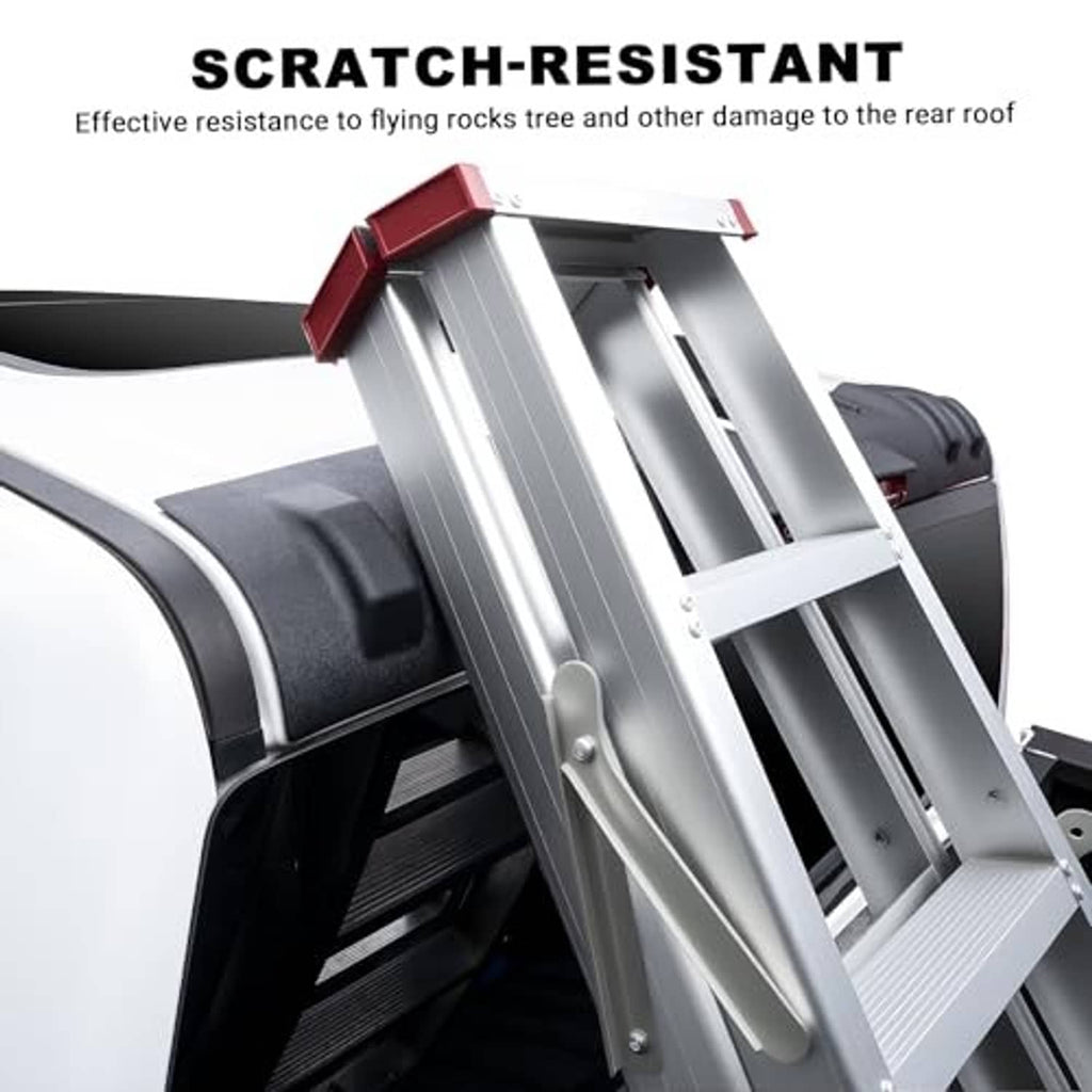 Black TPE rear roof protector panel being positioned on a support frame