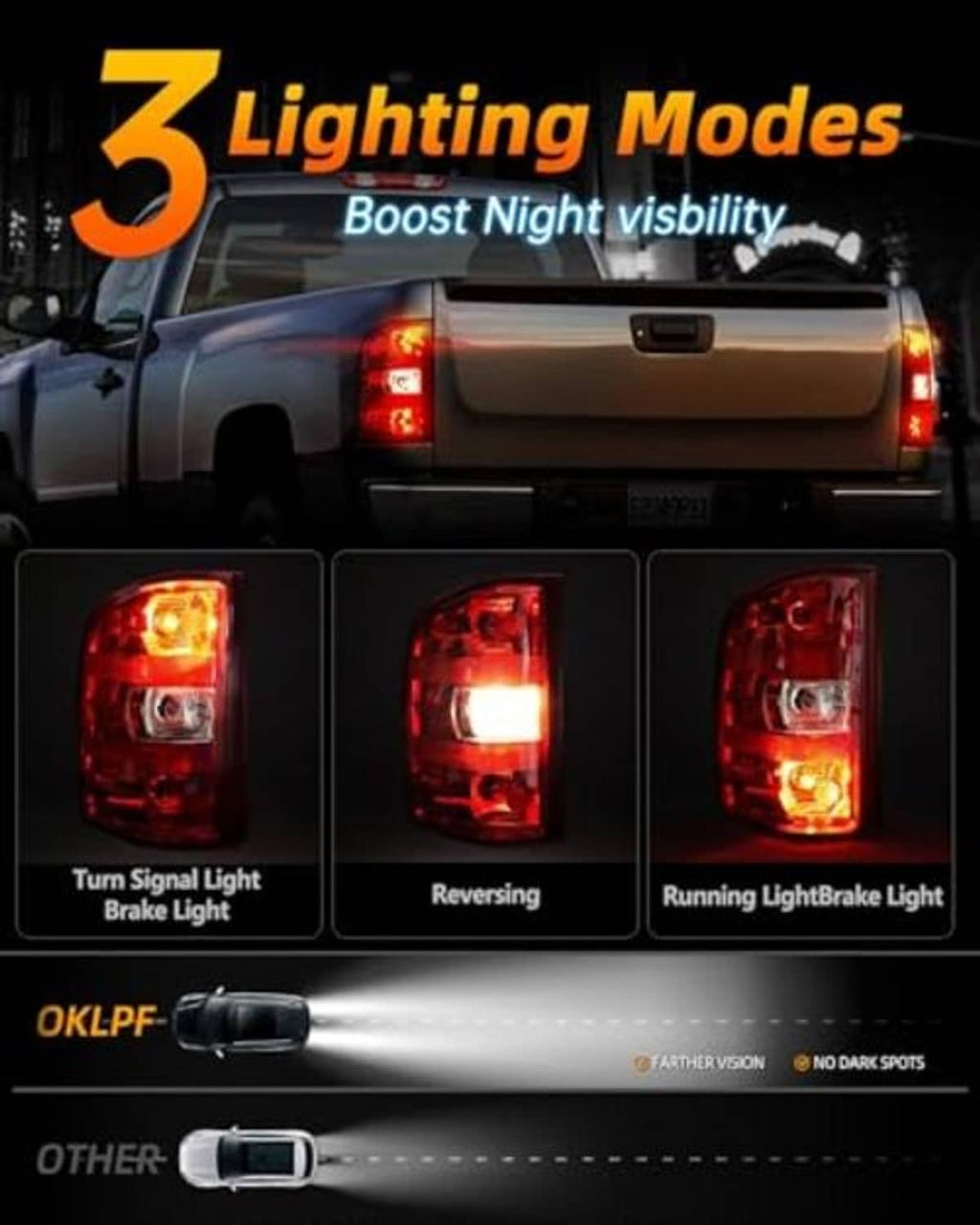 Red rear tail light pair showing multiple lighting elements: turn, reverse, running/brake