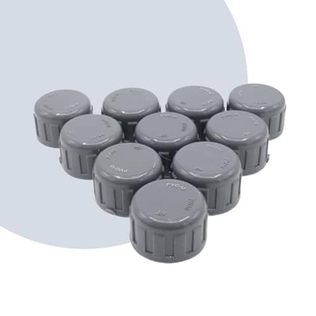 Grey PVC pipe end cap plugs with ridged grip top