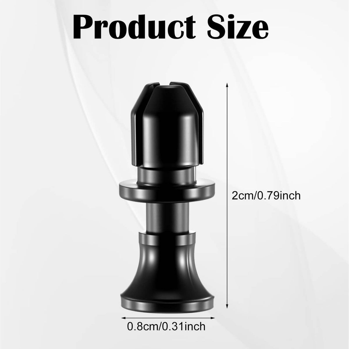 Black push lock pin with base and stem, single piece shown