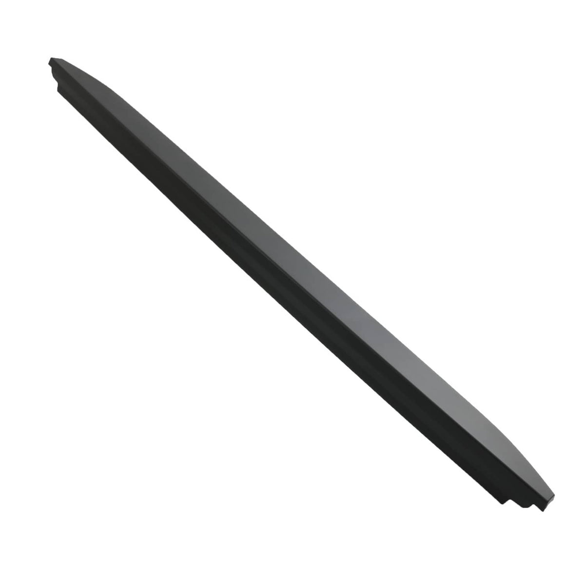Black rear tailgate bed cap molding trim piece for pickup truck