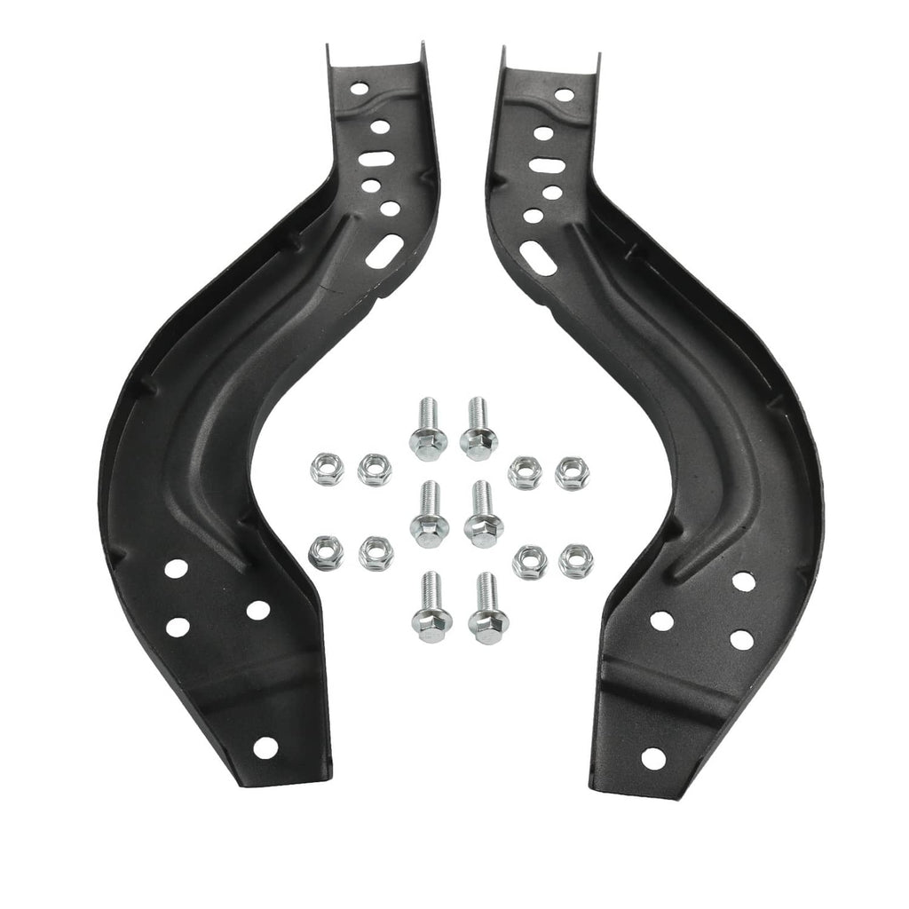 Black mounting brackets for rear bumper face bar with bolt hardware