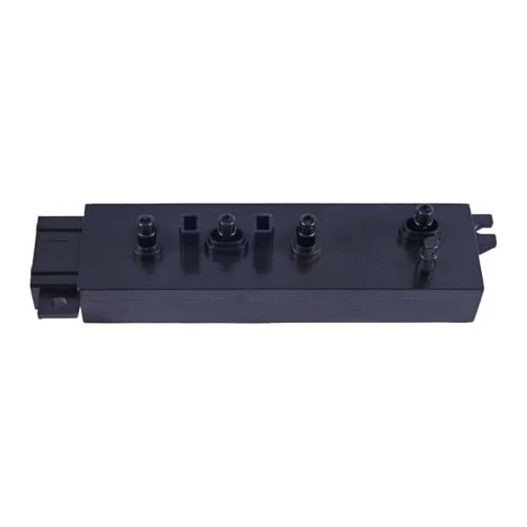 Car seat power switch module, dark gray with four button tops and rear connector edges