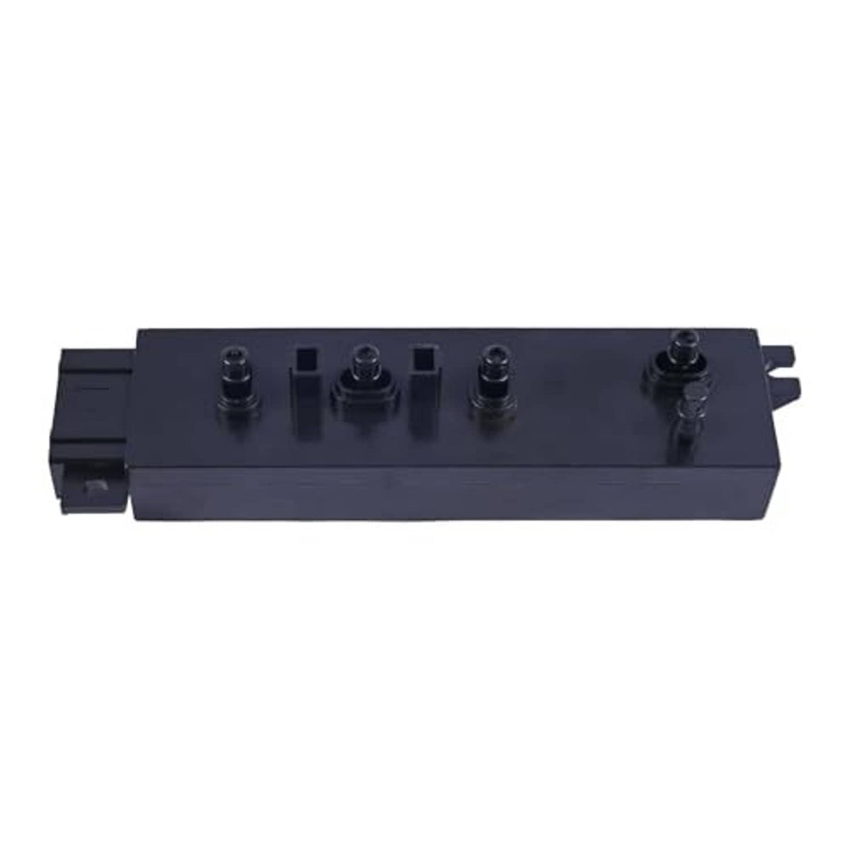 Car seat power switch module, dark gray with four button tops and rear connector edges