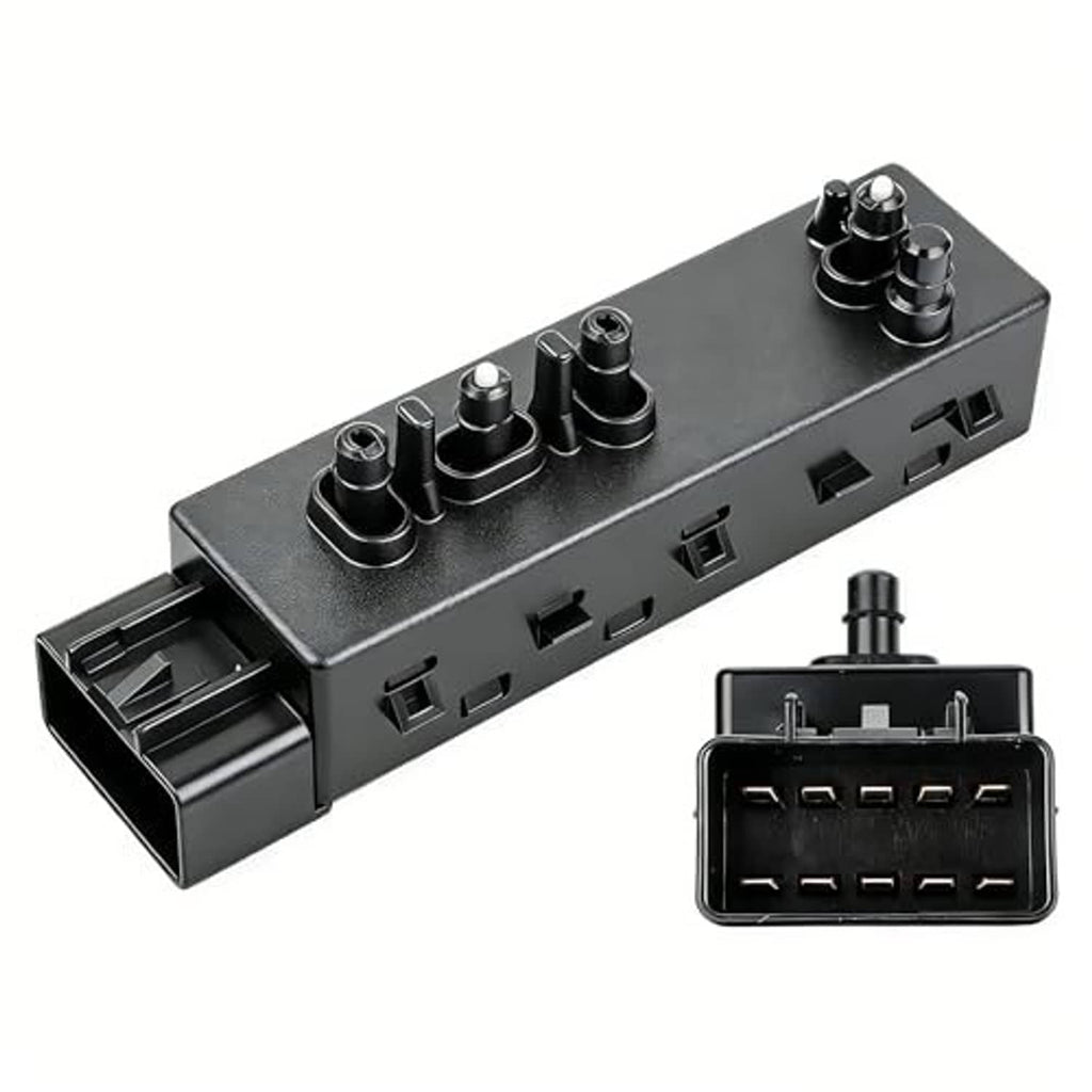 Black power seat switch panel with side connector plug and top adjustment knobs