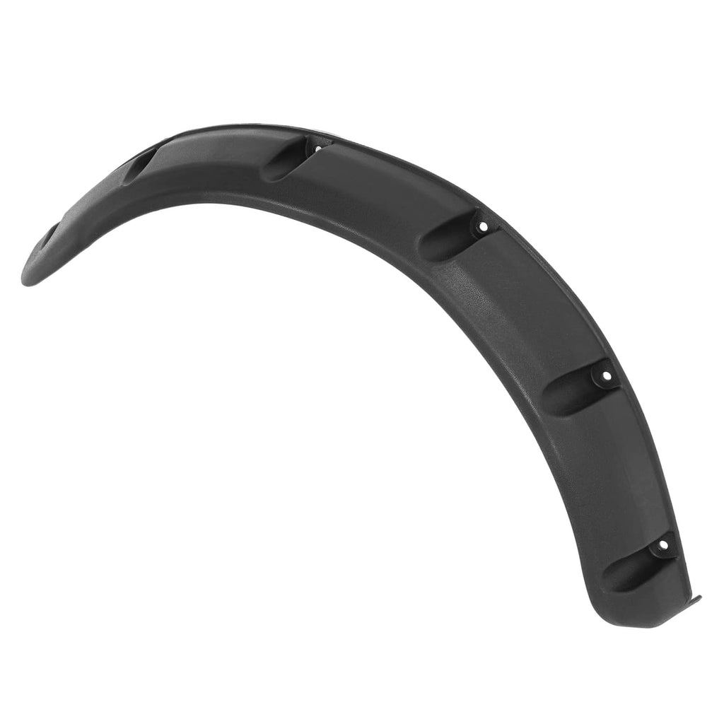 Black golf cart fender flare set piece with curved rim and mounting holes