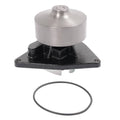 Water pump assembly with black mounting base, silver housing, and seal ring