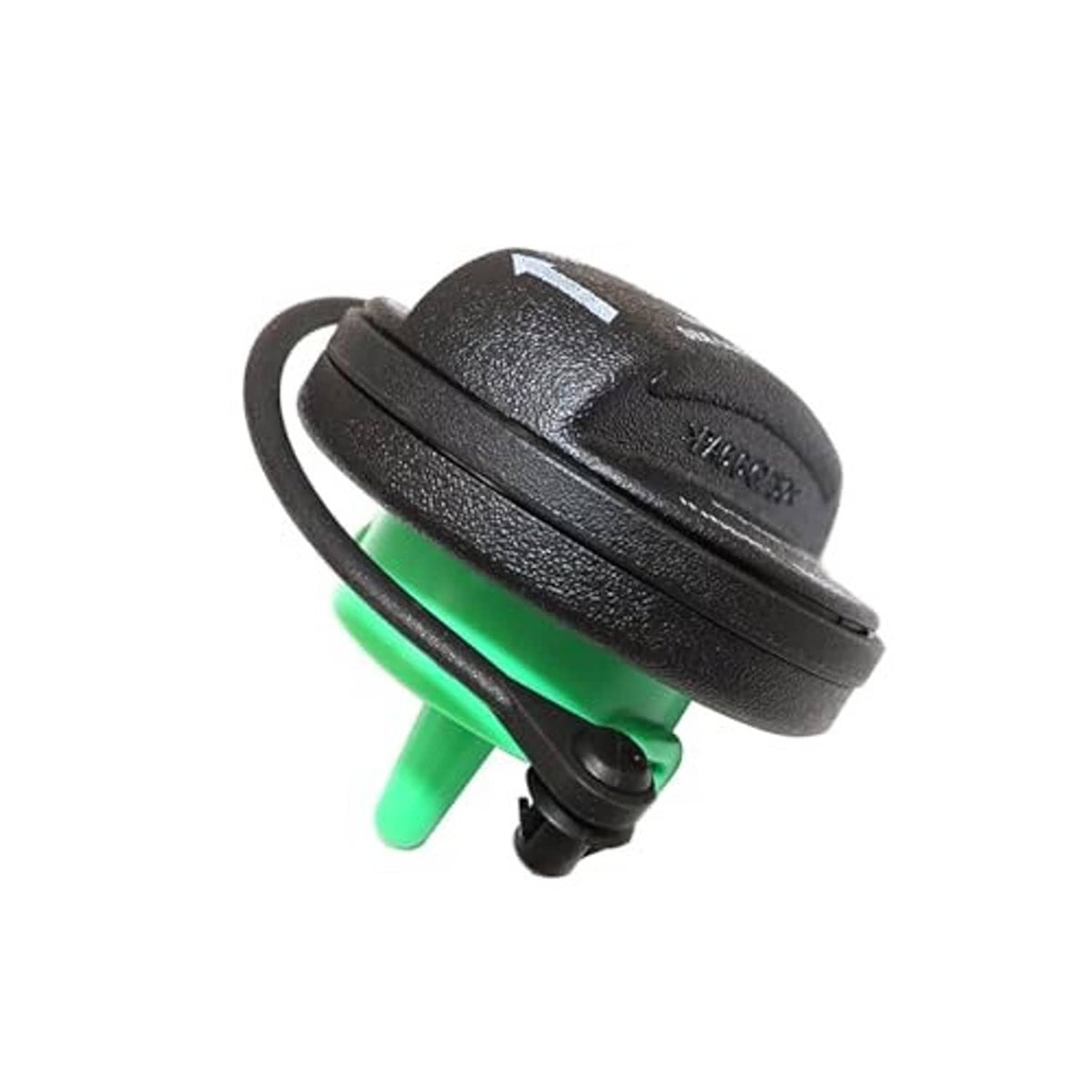 Fuel tank gas cap filler cap, green center nozzle with black cover and hanging loop