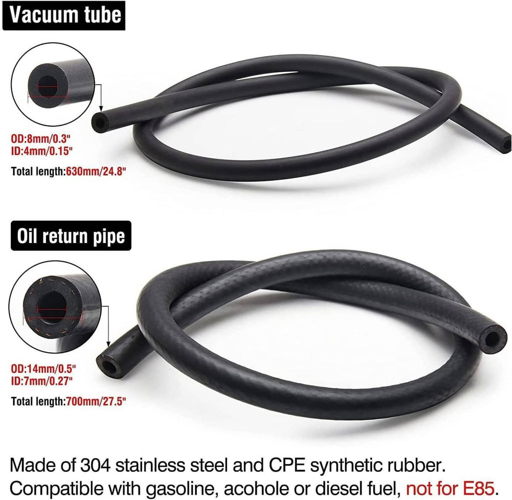 Black molded vacuum hose set with two hose lengths for fitting