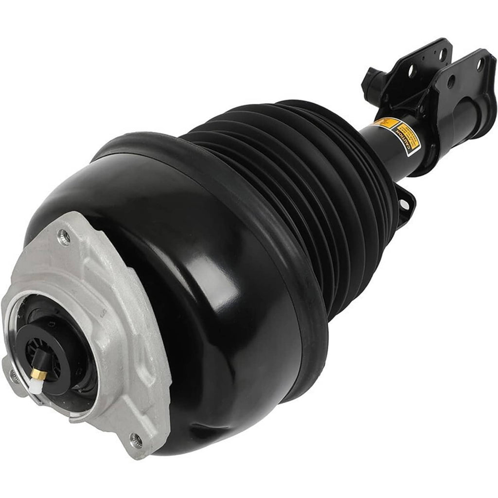 Front air suspension strut assembly with black bellows and silver top spring seat