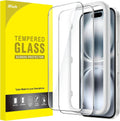 Tempered glass screen protector for iPhone 16, clear film with rounded edges