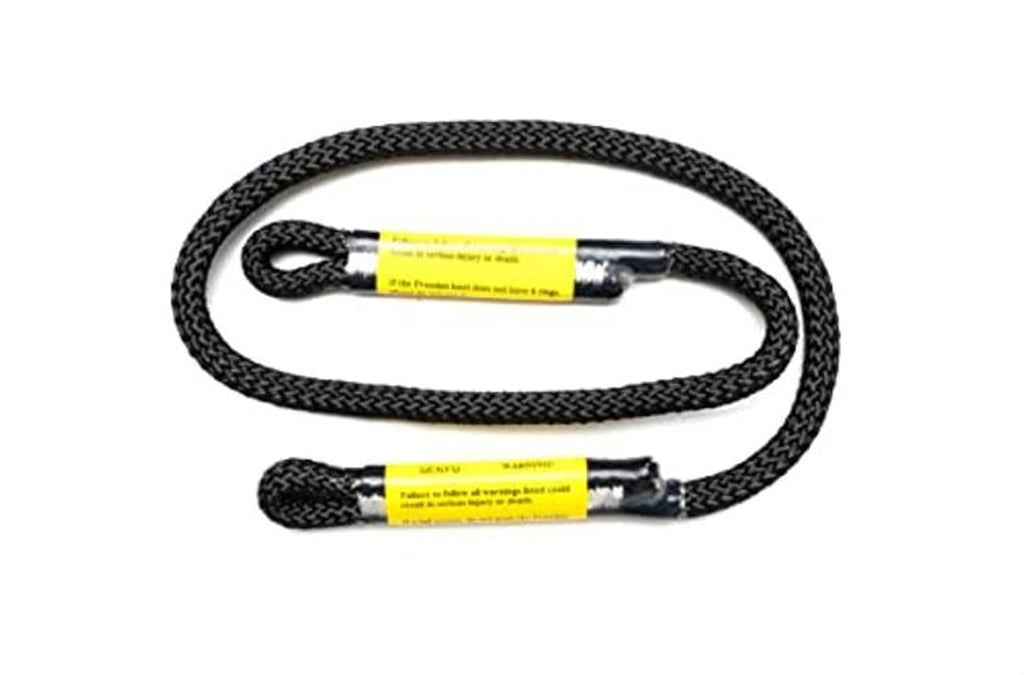 Two-link safety rope set with yellow-striped sleeves and dark cord loops