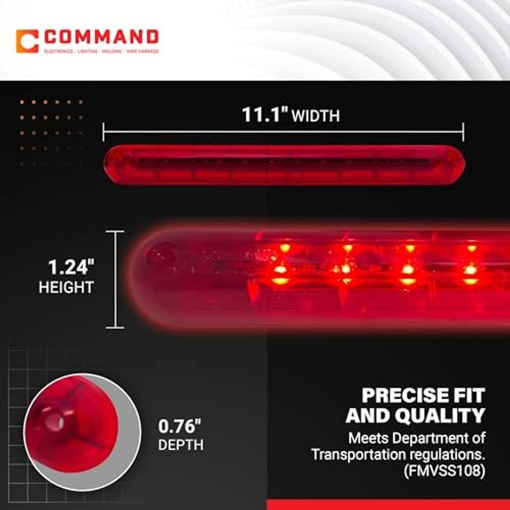 Compact red LED third brake light bar with low-profile housing