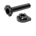 Black motorcycle quick-throttle handlebar grip with CNC flange mount and screws