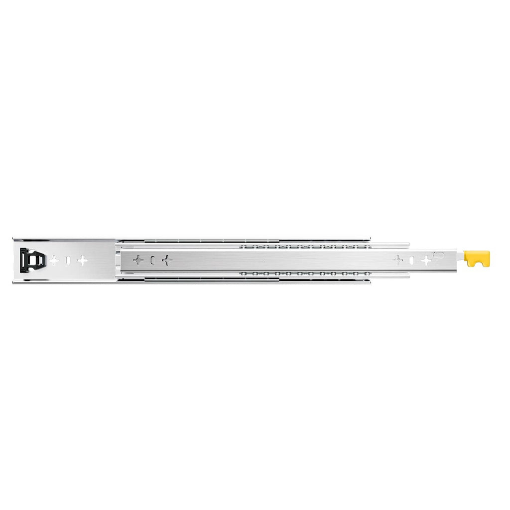 Heavy-duty ball-bearing drawer slide rail with soft-close track and release tab