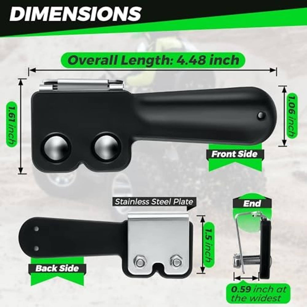 Black thumb throttle extender with silver steel plate and two bolt points.