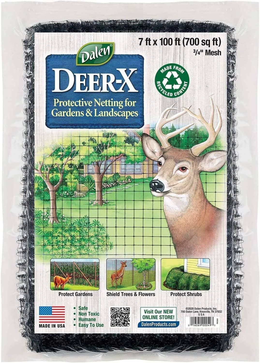 Deer-X protective garden netting, 7 ft x 100 ft roll, dark gray mesh
