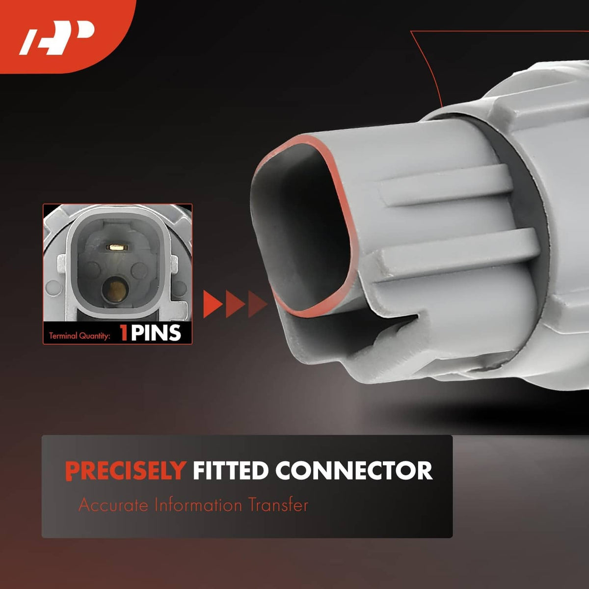 Engine oil pressure sender switch connector with orange seal and 1-pin terminal view
