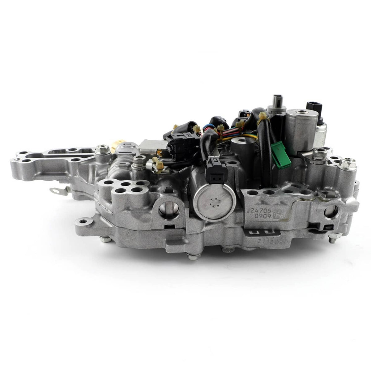 CVT valve body assembly with multiple electrical connectors and metal mounting tabs