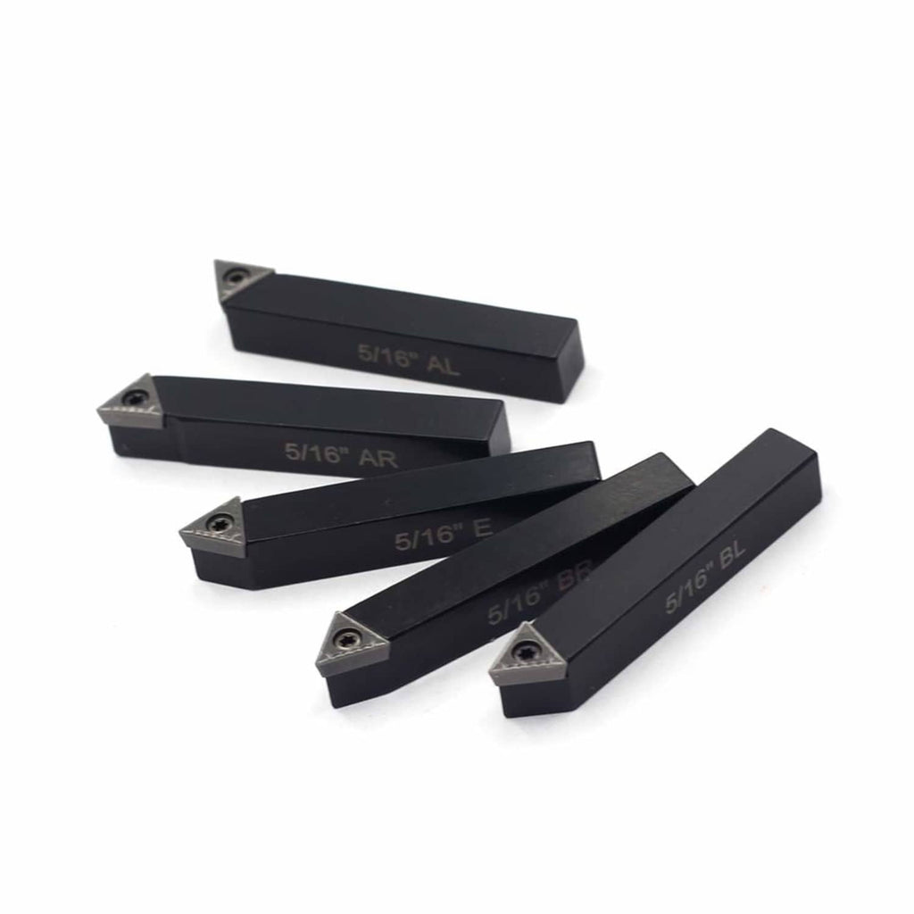 5/16-inch mini indexable lathe tool holder set with TCMT inserts, black holders