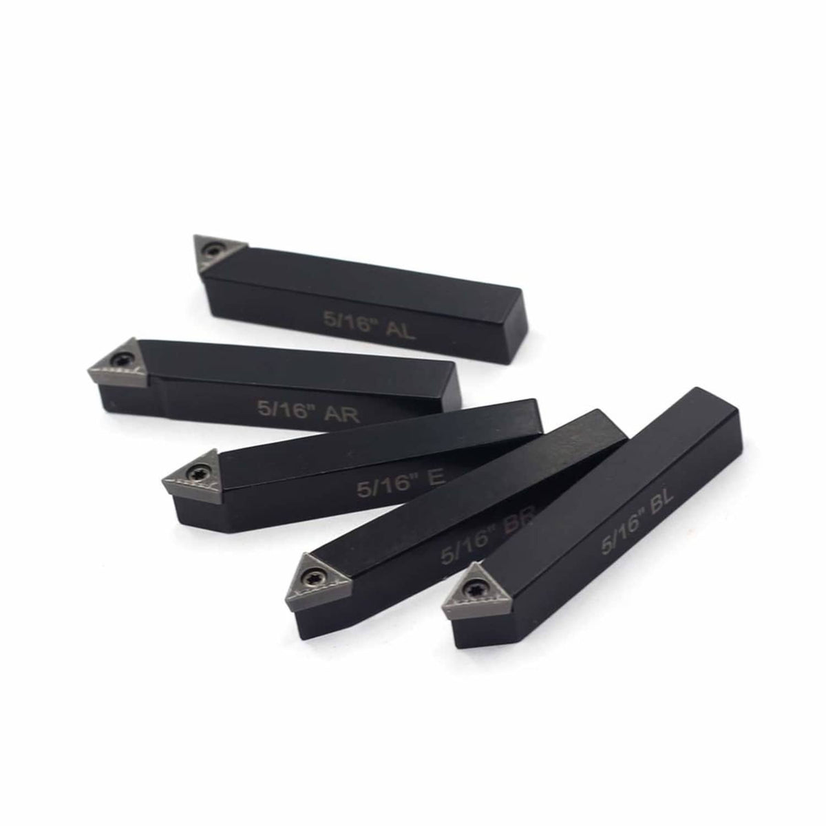 5/16-inch mini indexable lathe tool holder set with TCMT inserts, black holders