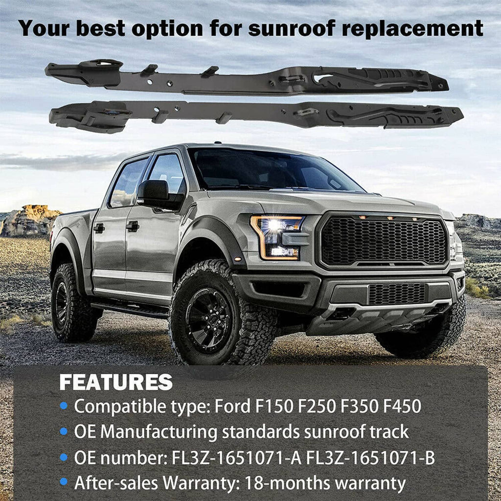 Black sunroof track guide rail repair kit pair with mounting tabs
