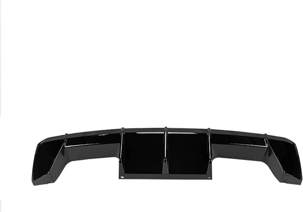 Gloss black rear bumper lip diffuser with four side fins and center insert