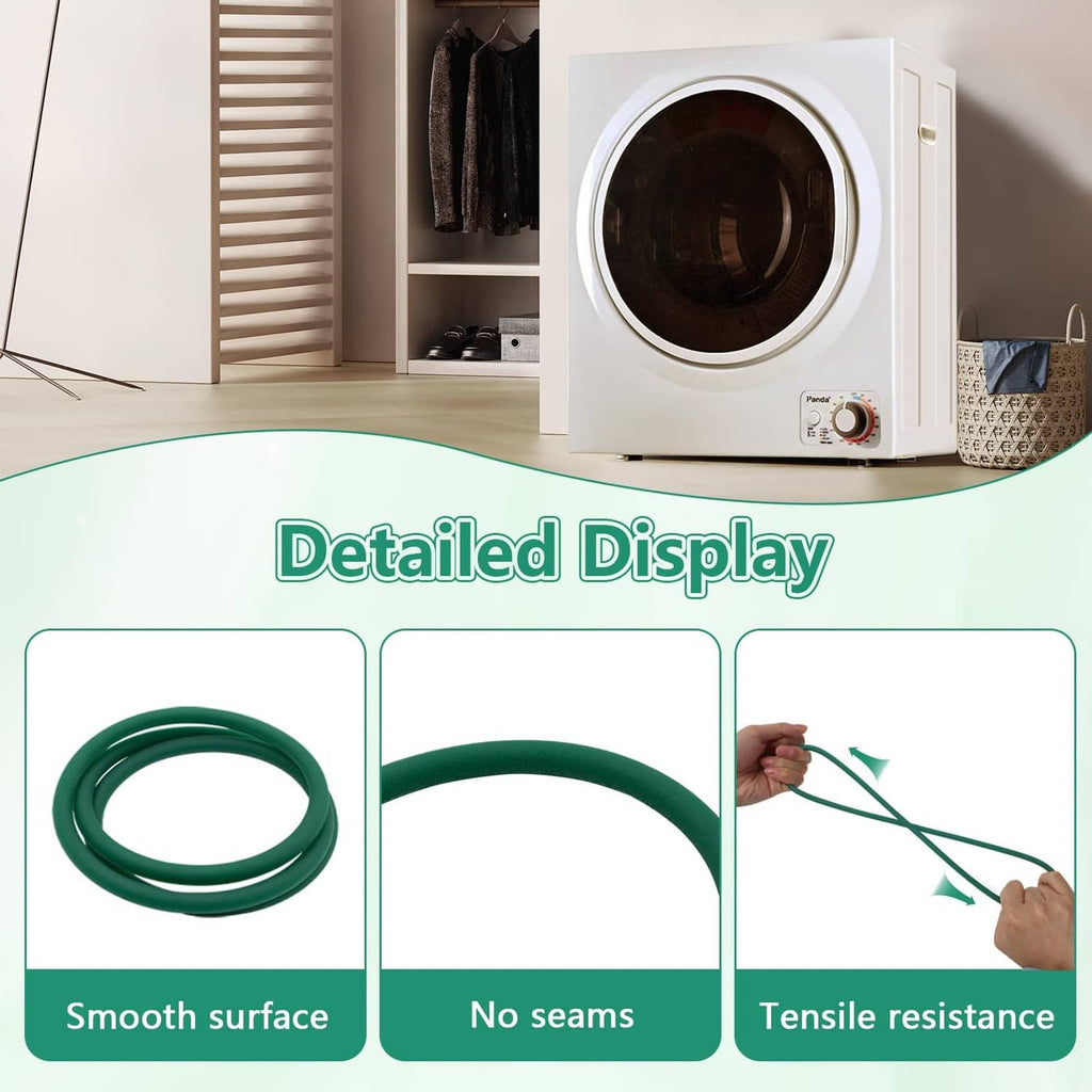 Green dryer blower fan belt with smooth surface and no seams