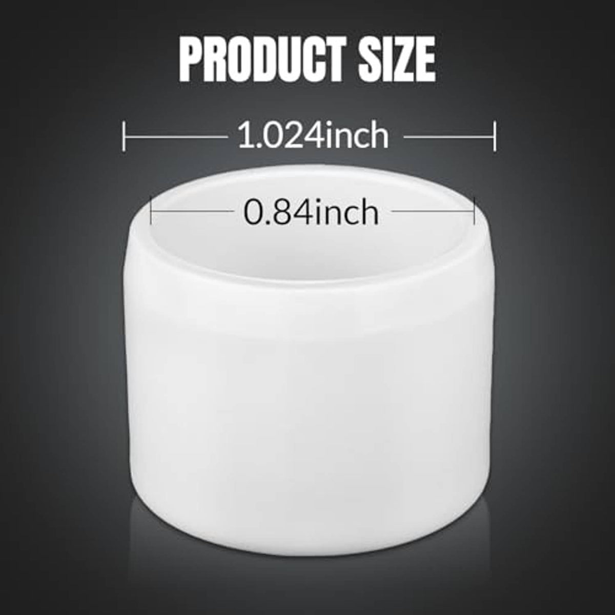 White PVC pipe end cap with flat rim and hollow cylinder opening