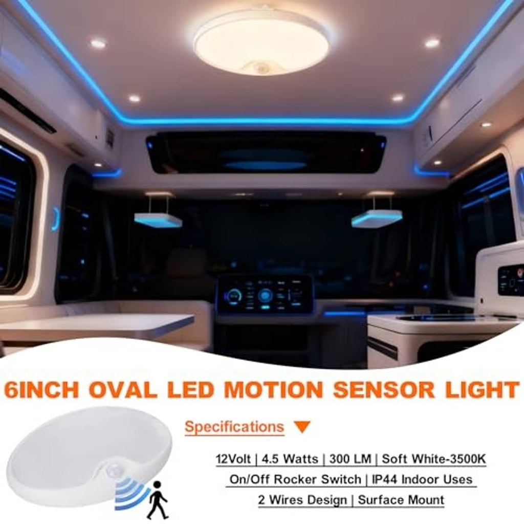 Glowing oval LED ceiling light with soft diffuser panel