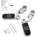 Adjustable black rubber foot pegs with chrome short angled mounts and mounting hardware