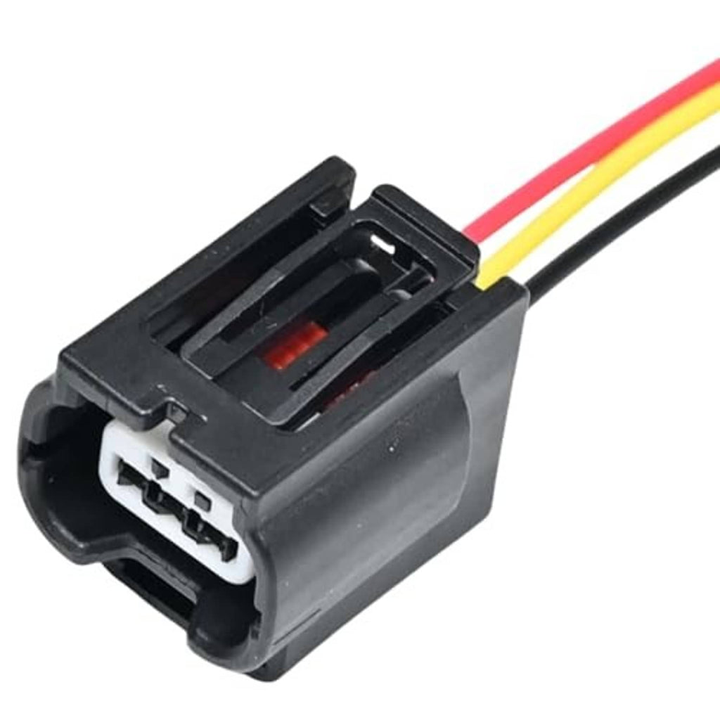 Battery charging sensor connector pigtail, black 3-pin plug with red, yellow, black leads