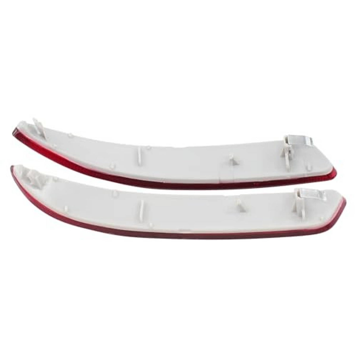 Set of rear bumper reflector marker trim with white base and red lenses