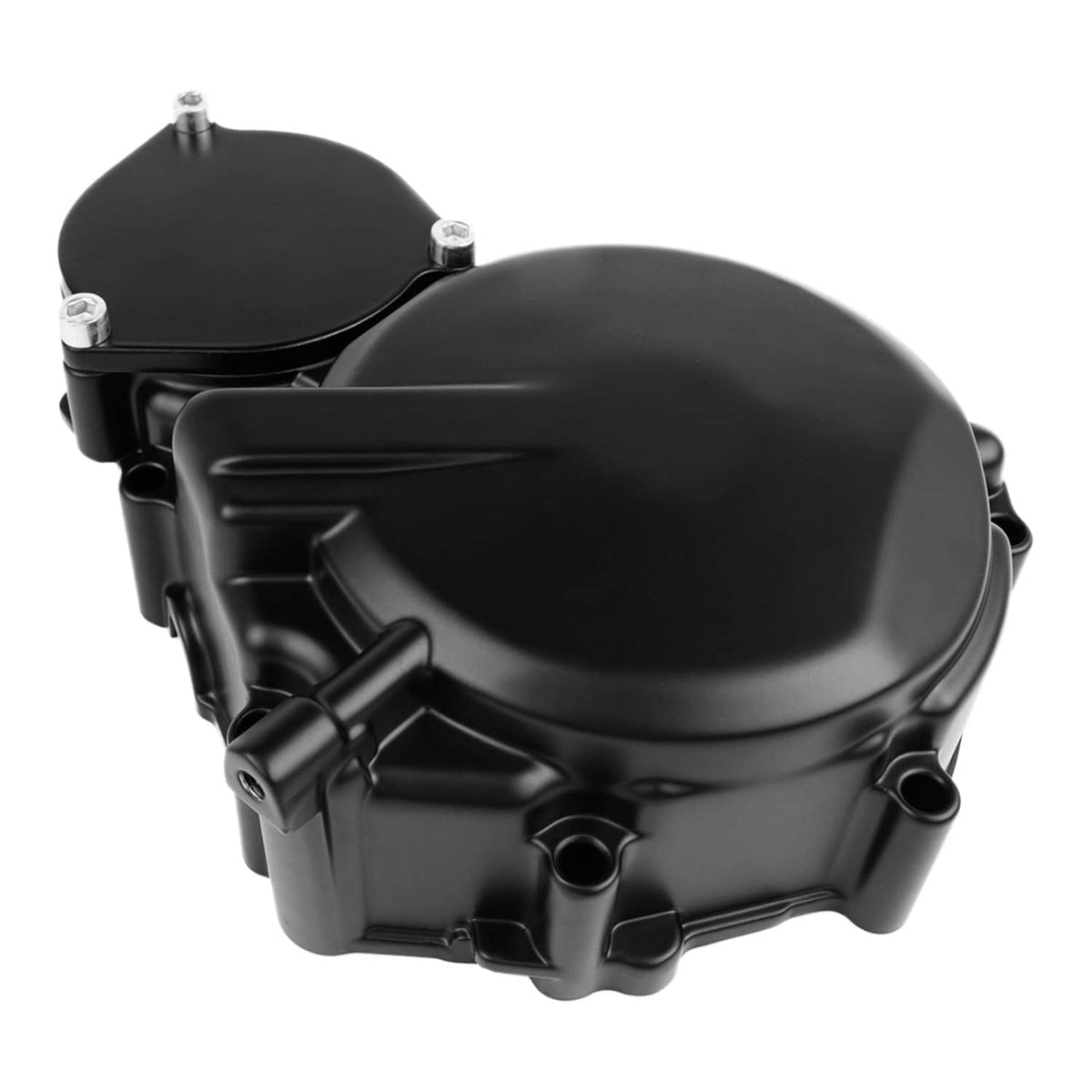Engine stator cover, black dual covers with four silver mounting bolts