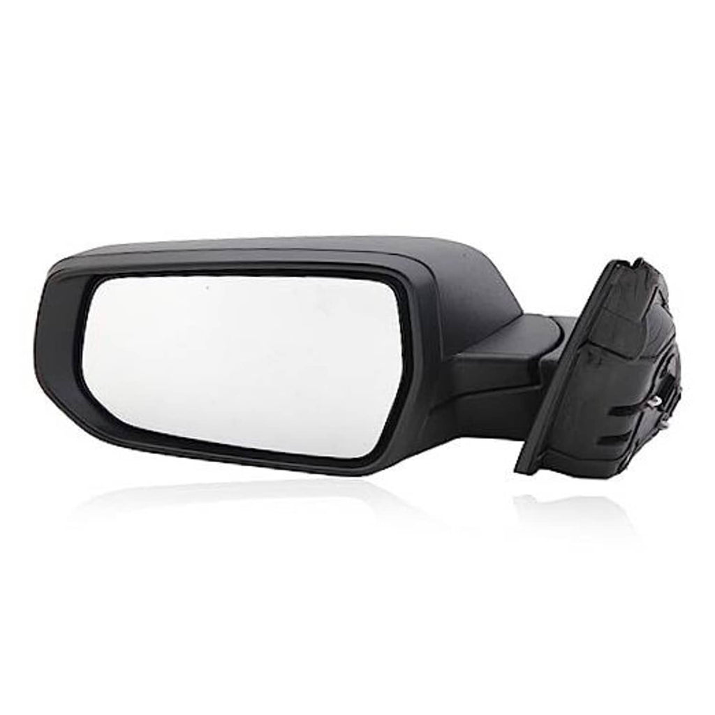 Left driver side rearview mirror with black textured housing and clear glass