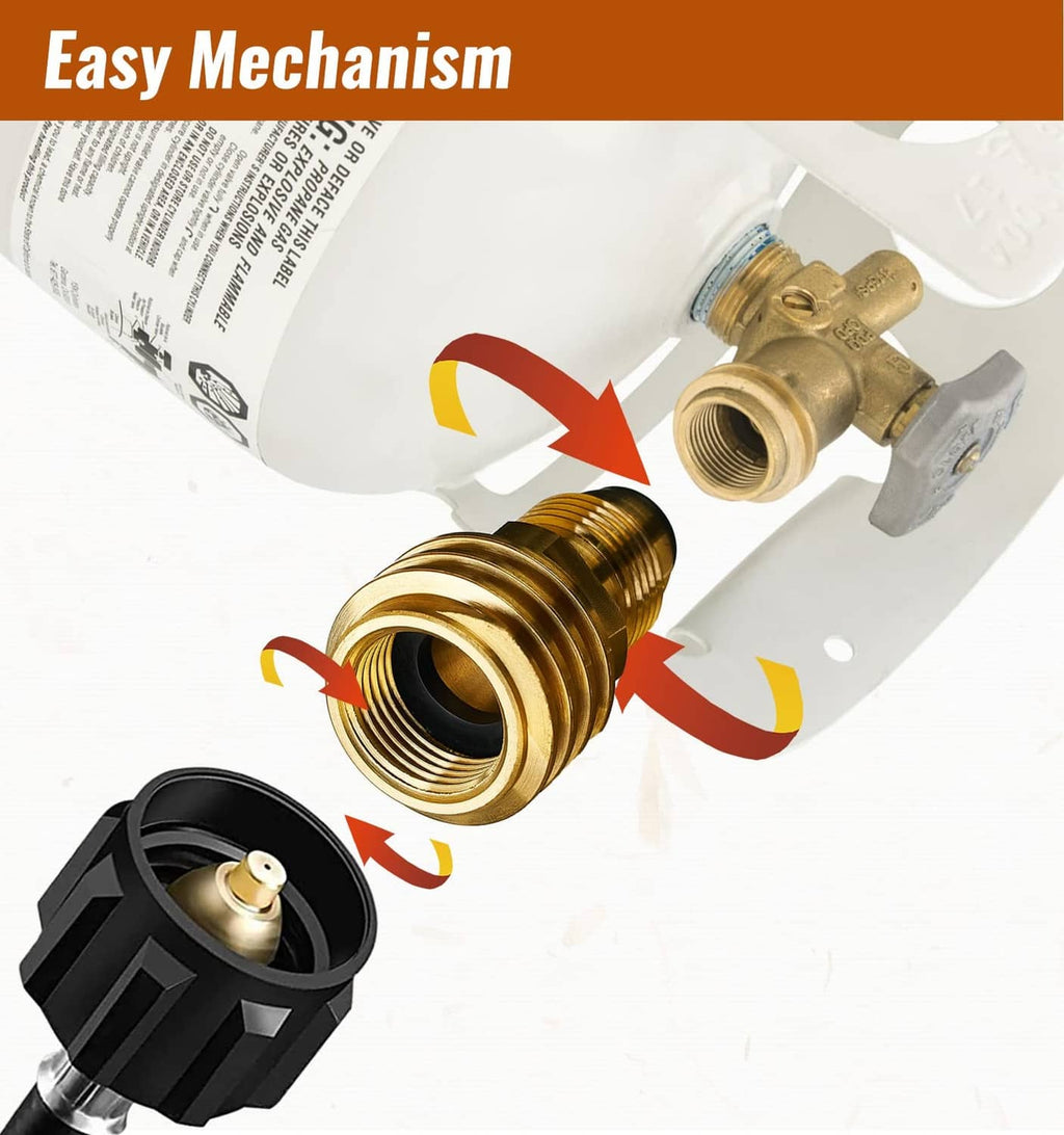 Threaded propane adapter with connector body and black sealing ring