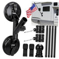 Suction cup flag holder mount with adjustable black flagpole and mounting hardware set