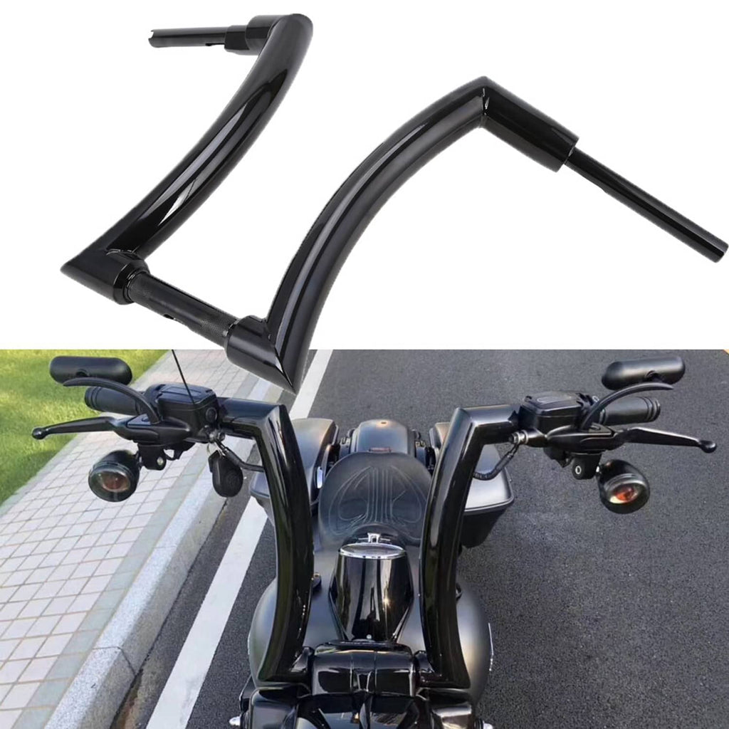 Black ape handlebars mounted on motorcycle with grips and control mounts