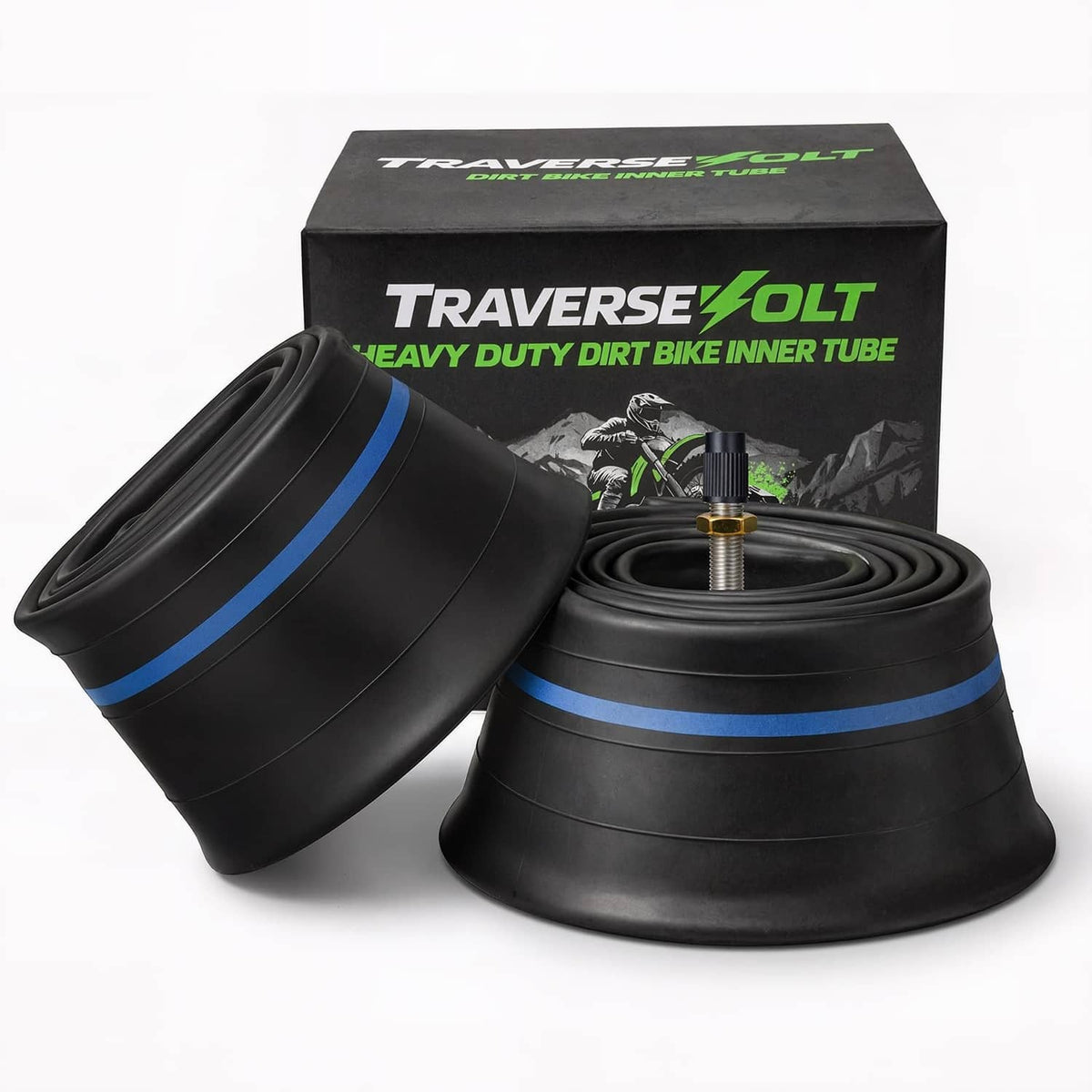 TRAVERSEOLT heavy duty dirt bike inner tubes, black 10-inch, with straight valve