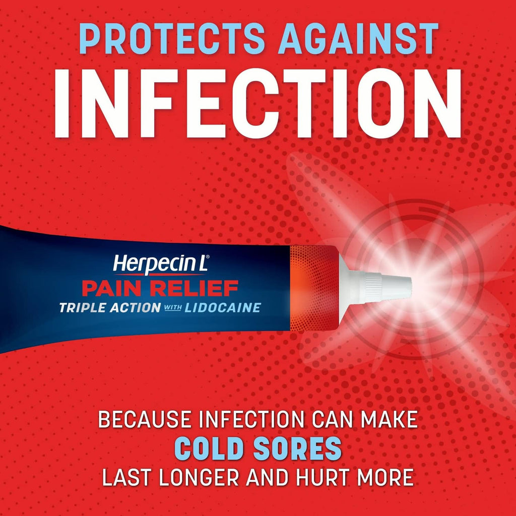 Herpecin-L pain relief tube with lidocaine that protects against infection from cold sores