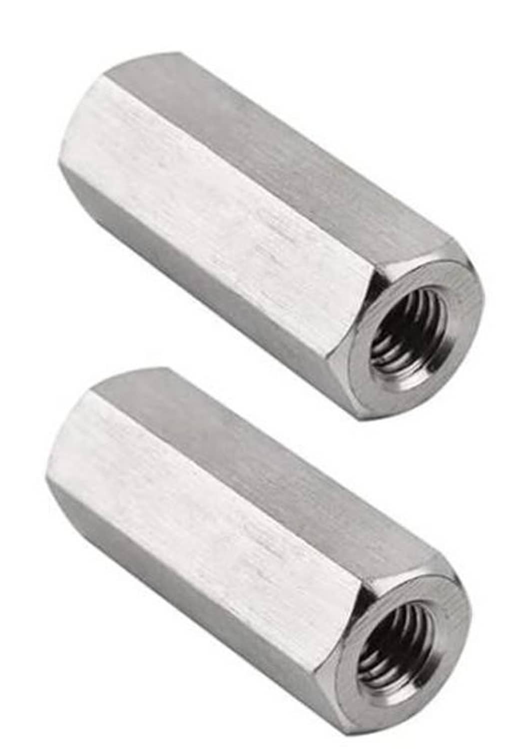 Stainless hex coupling nut with internal metric threads; 17mm hex width