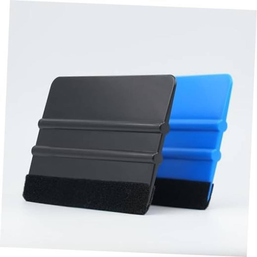 Felt edge squeegee tool set: black blade with black felt edge, molded handle
