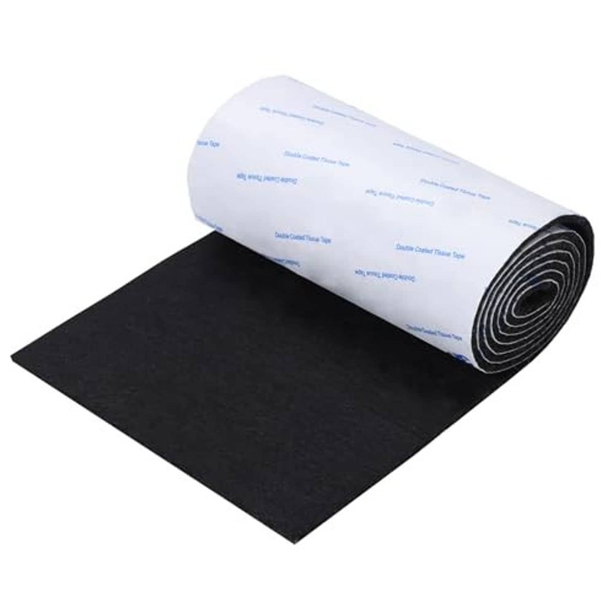 Black felt furniture pad strips roll with curled edge and black felt sheet
