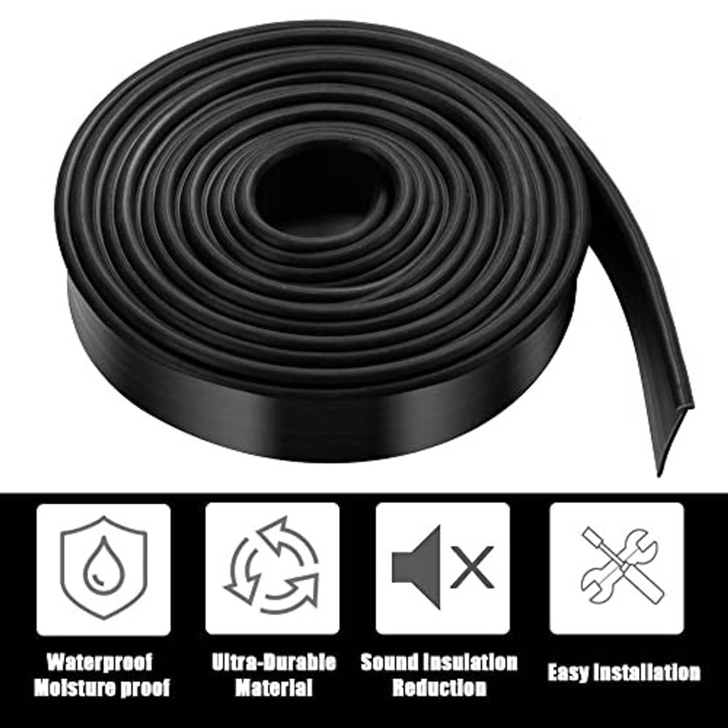Rolled black rubber shower door bottom seal strip replacement, long flexible strip