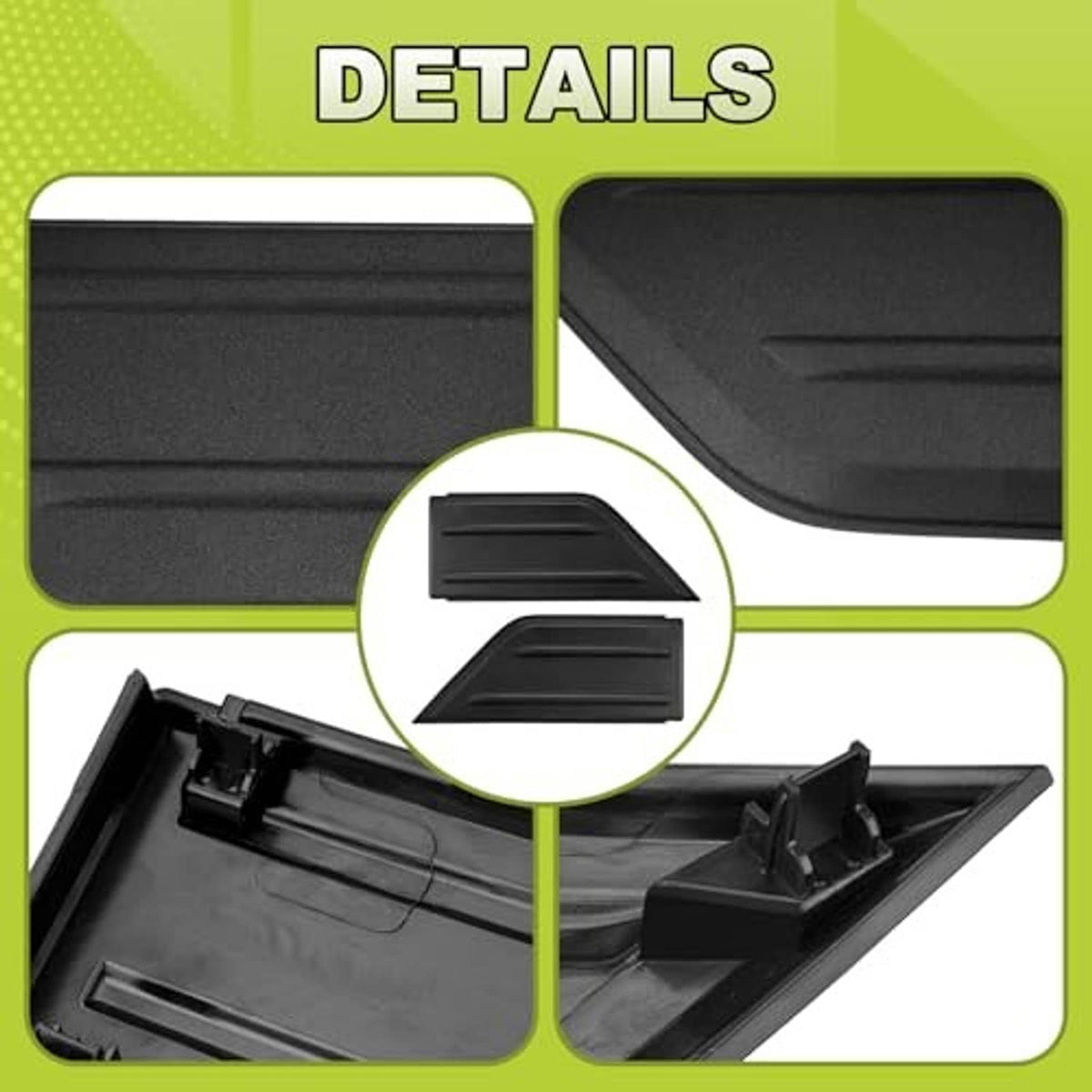 Close-up of black bumper guard cover insert with textured ridges